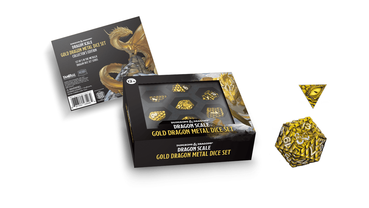 MDG D&D Dragon Scale Metal Dice Set: Gold (ON SALE)