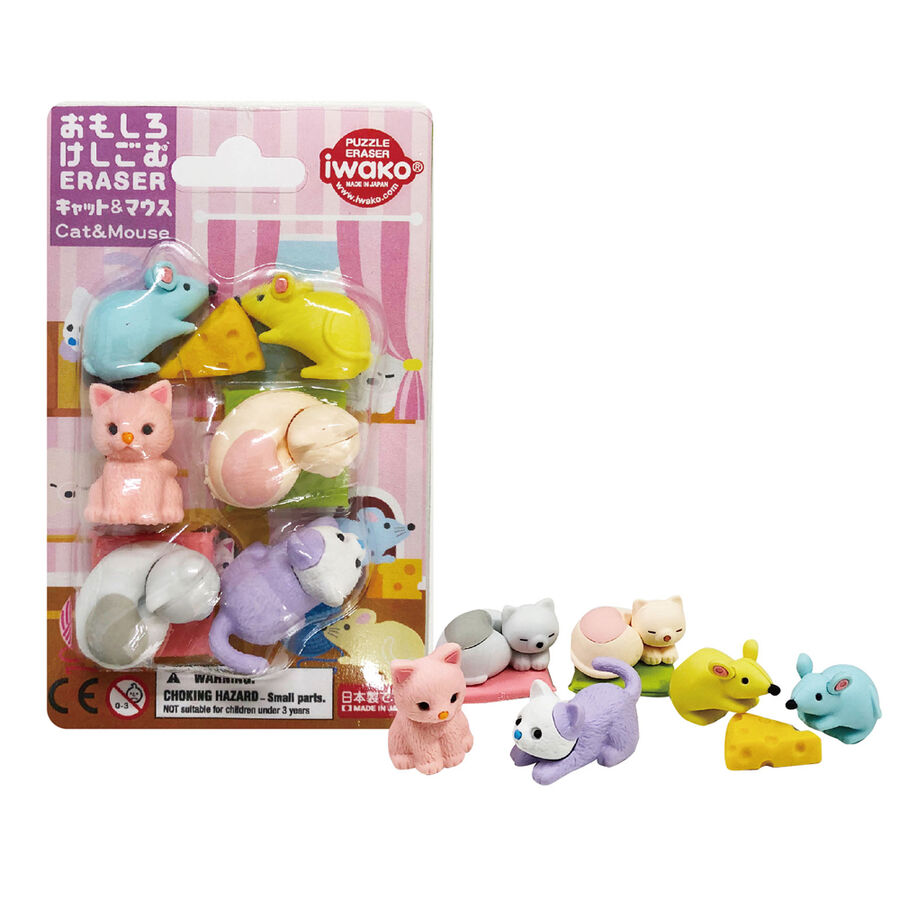 Cat and Mouse Erasers (10 blisters/box)