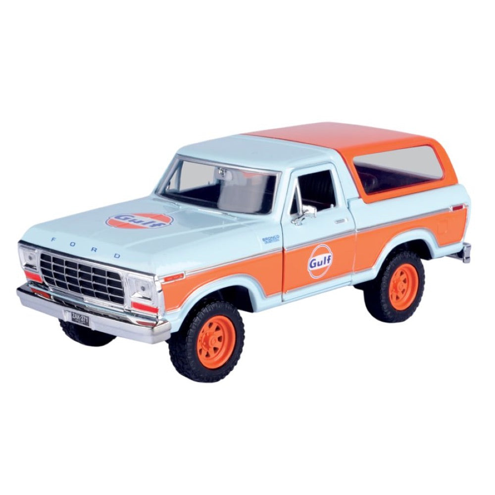Gulf Collection – 1978 Ford Bronco With Gulf Livery 1:24 Scale Diecast Vehicle