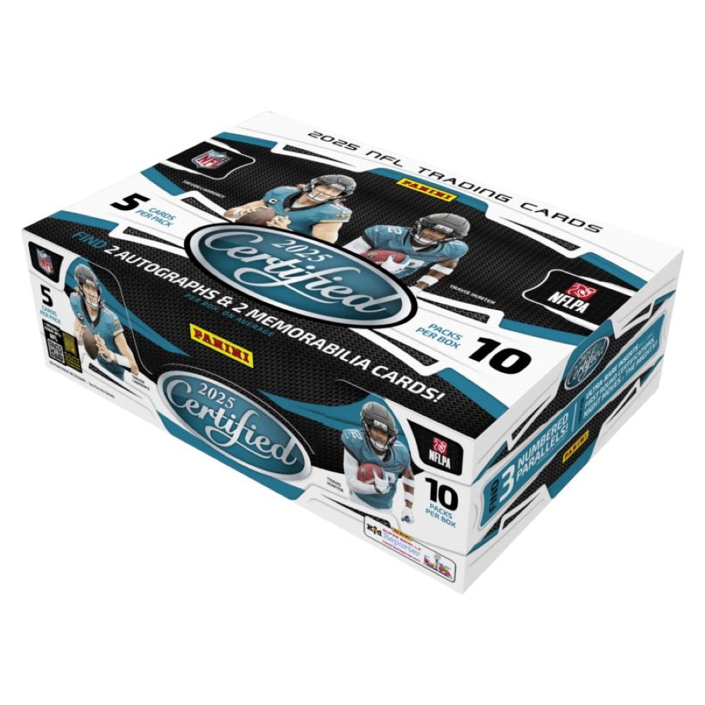 NFL – 2025 Certified Football Hobby Trading Cards (Display of 10)
