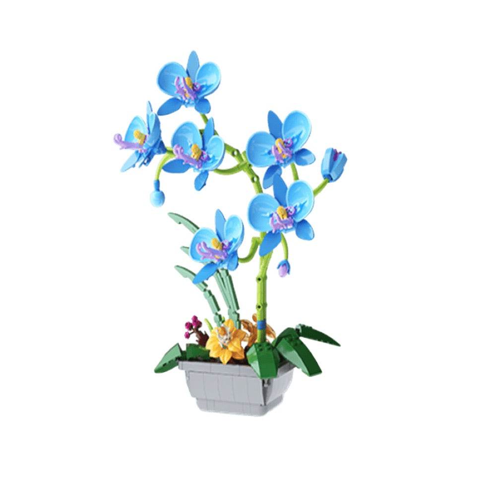 JAKI – Elegant Blue Moth Orchid Plastic Brick Model Kit (589 Piece Set)