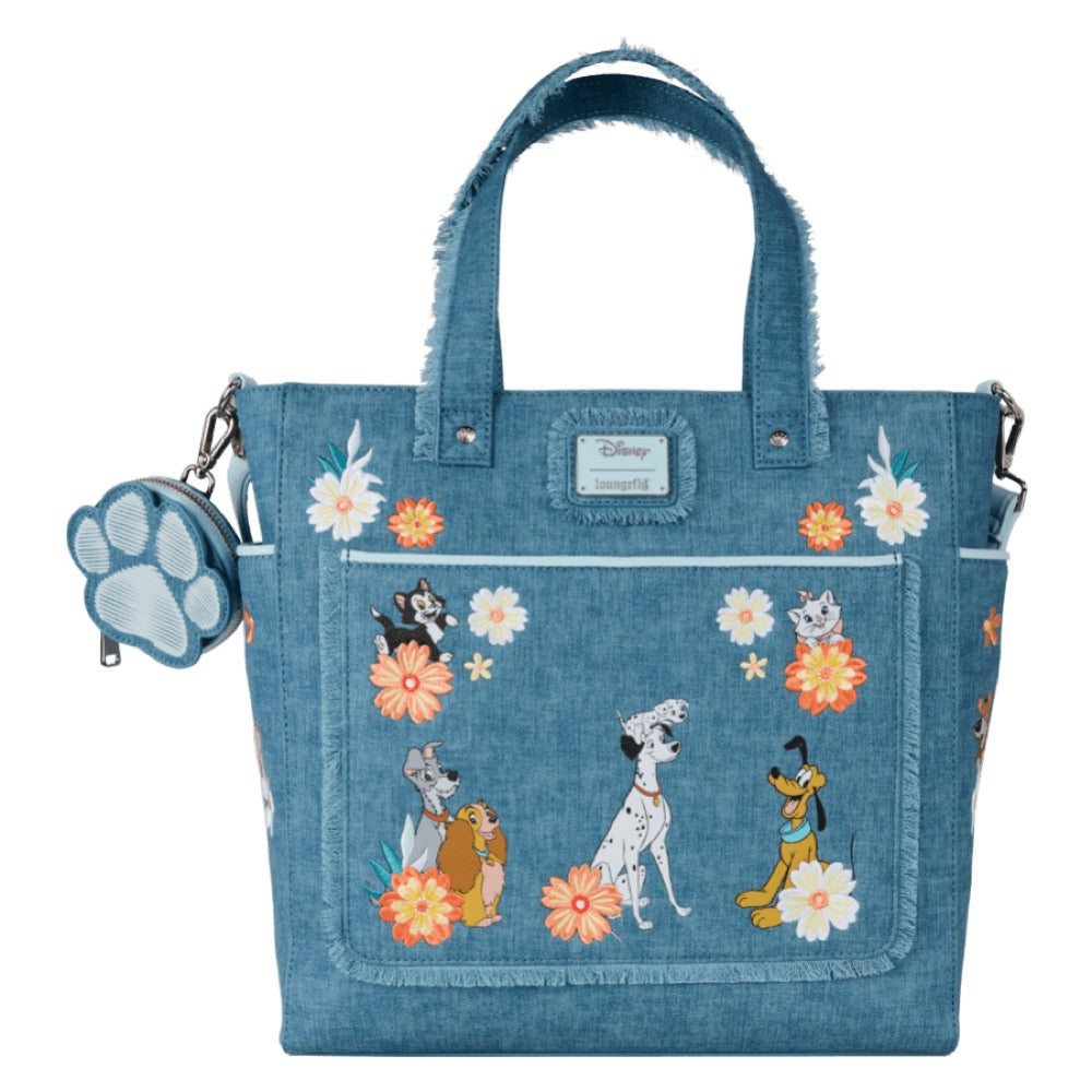 Disney – Dogs & Cats Faux Denim Convertible Tote Bag with Coin Bag