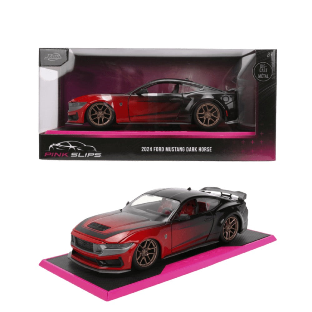 Pink Slips – 1:24 2024 Ford Mustang Dark Horse (Red & Black) Edition Diecast Vehicle