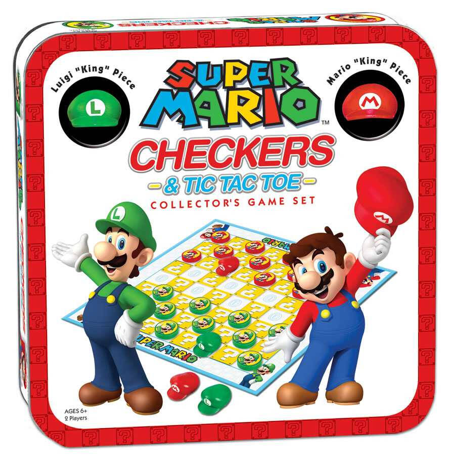 Super Mario vs Luigi Checkers & Tic Tac Toe Collectors Game Set
