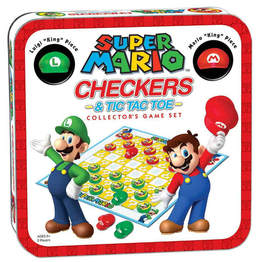 Super Mario vs Luigi Checkers & Tic Tac Toe Collectors Game Set