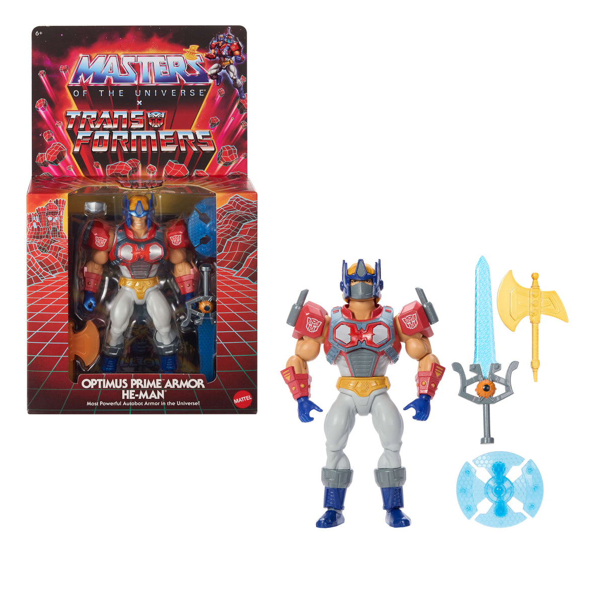 Masters of the Universe Origins & Transformers Optimus Prime Armor He-Man Action Figure, MOTU Toy