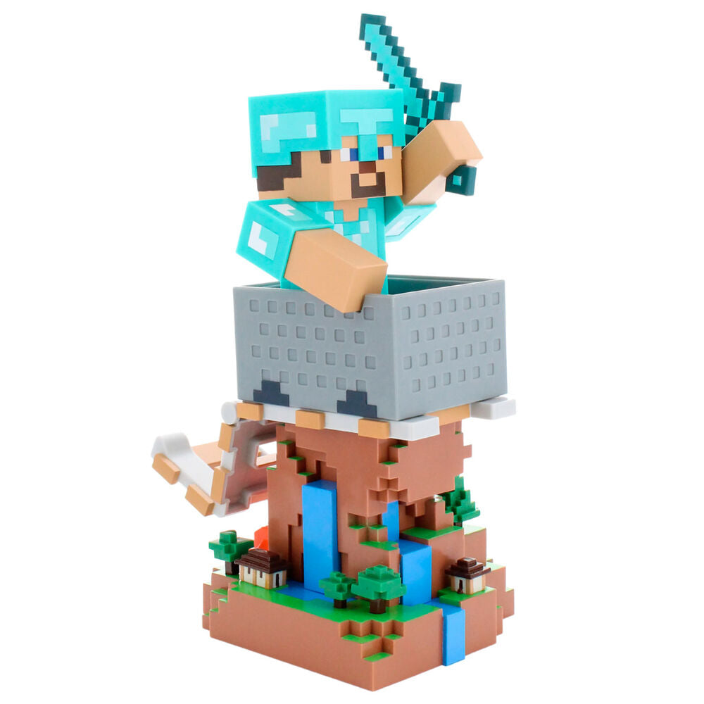 Minecraft: Steve in Diamond Armour Cable Guys R.E.S.T Collectible Figure Device Holder