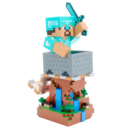 Minecraft: Steve in Diamond Armour Cable Guys R.E.S.T Collectible Figure Device Holder
