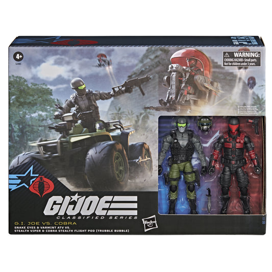 G.I. Joe Classified Series #218, Snake Eyes & Varmint ATV Vs. Stealth Viper & Cobra Stealth Flight Pod (Trubble Bubble) (Limited Stock Available, On Manual Allocation)