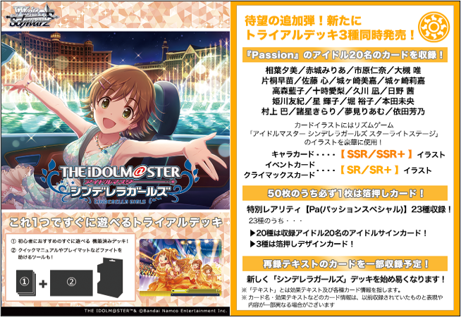 [Weiss Schwarz JPN] THE IDOLM@STER CINDERELLA GIRLS (Type:Passion) - Trial Deck Display Box