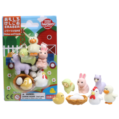 Chicken and Friends Erasers (10 blisters/box)