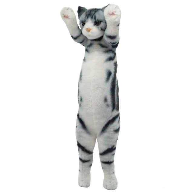 Standing Cat Plushie - American Silver Shorthair