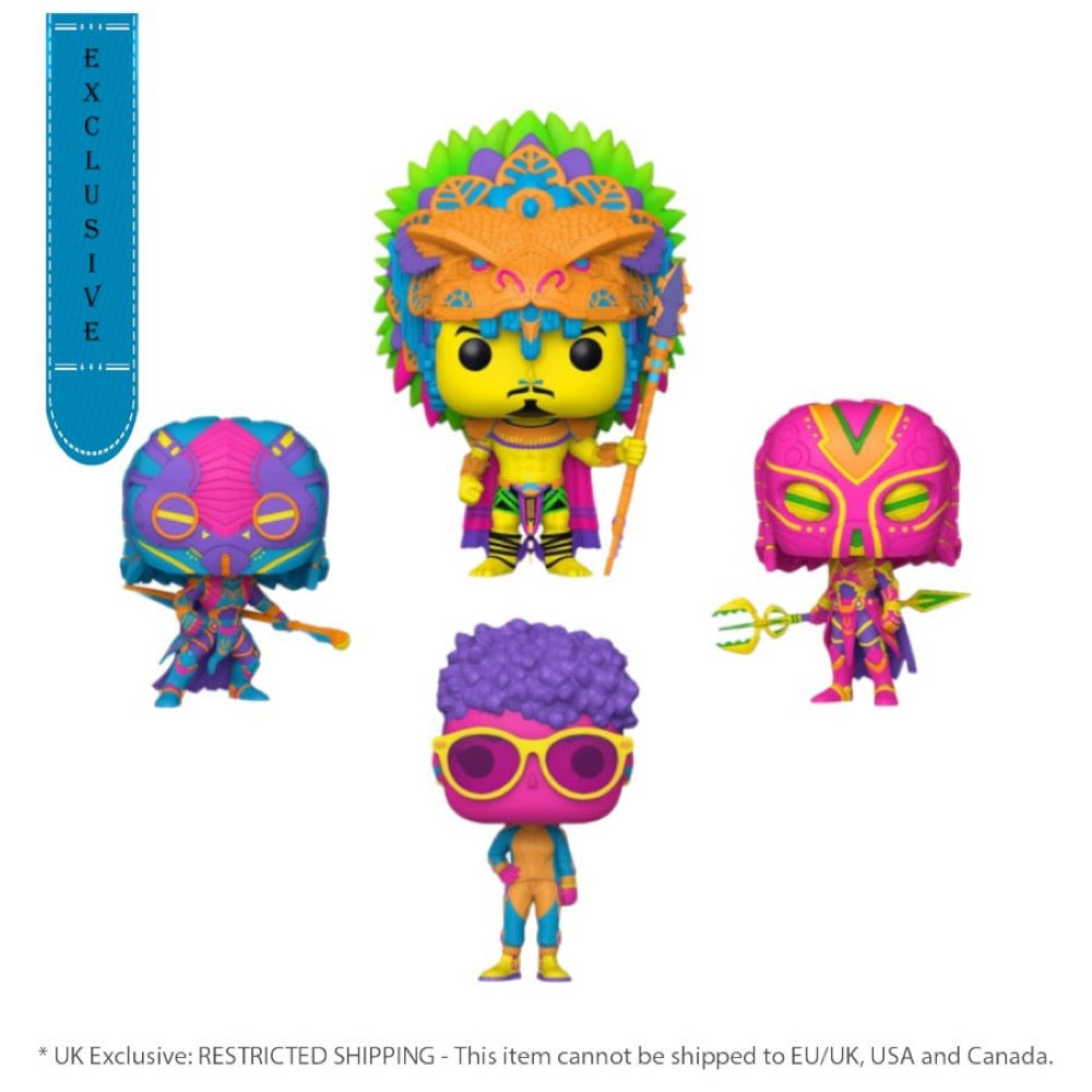 Black Panther 2: Wakanda Forever – Blacklight UK Exclusive Pop! Vinyl 4-Pack [RS]