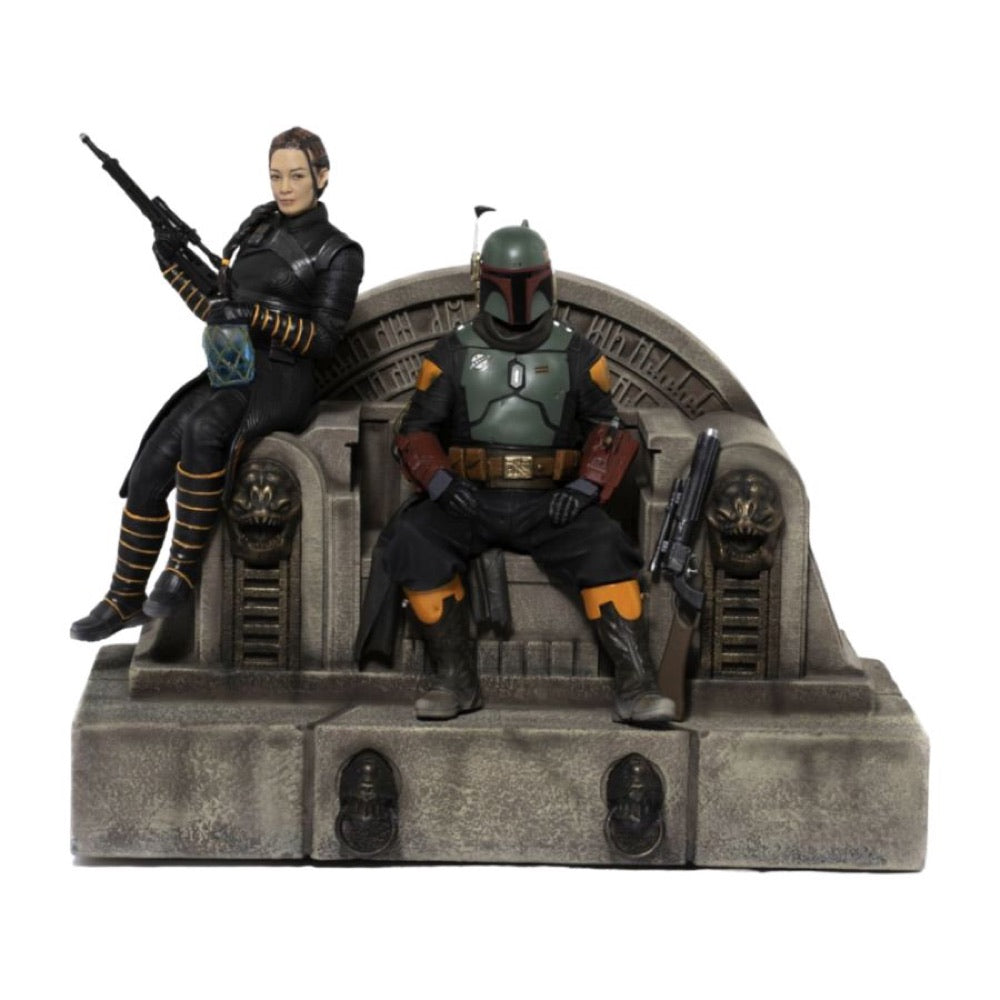 Star Wars: The Mandalorian – Boba Fett & Fennec Shand on Throne Deluxe 1:10 Scale Statue