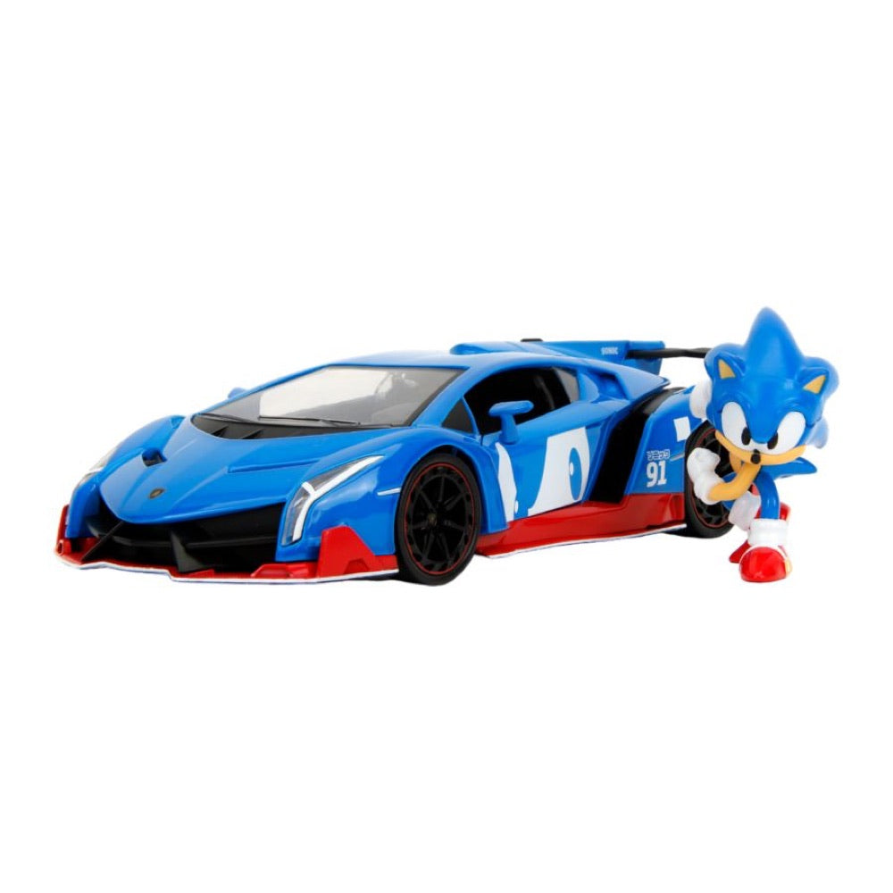 Sonic the Hedgehog- Lamborghini Veneno 1:24 Scale Diecast Vehicle with Sonic Figure
