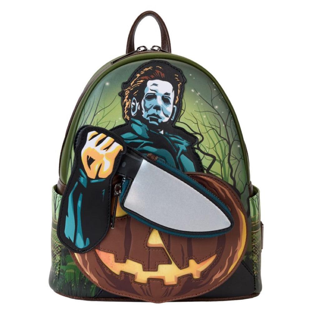 Halloween – Michael Myers Pumpkin Glow Mini Backpack (with Coin Bag)
