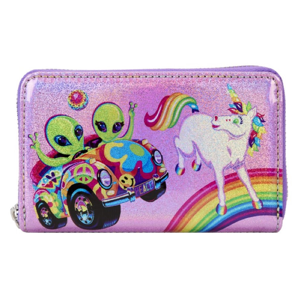 Lisa Frank – Holographic Glitter Color Block Zip Around Wallet