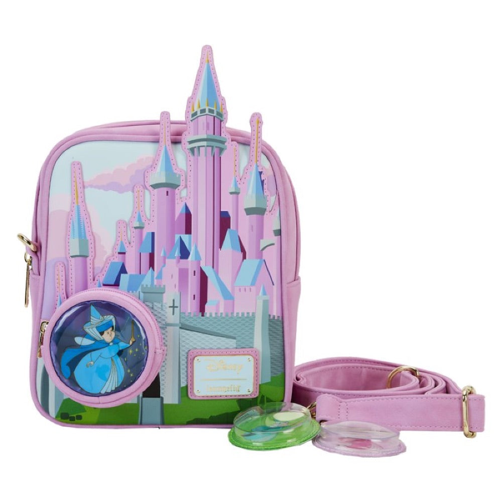 Sleeping Beauty -Castle Three Good Fairies Stained Glass Crossbody Bag