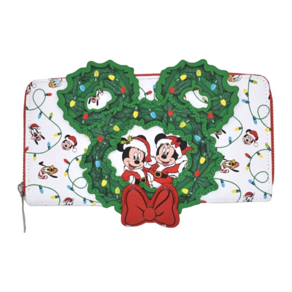 Disney – Mickey Holiday Wreath US Exclusive Zip Around Purse [RS]