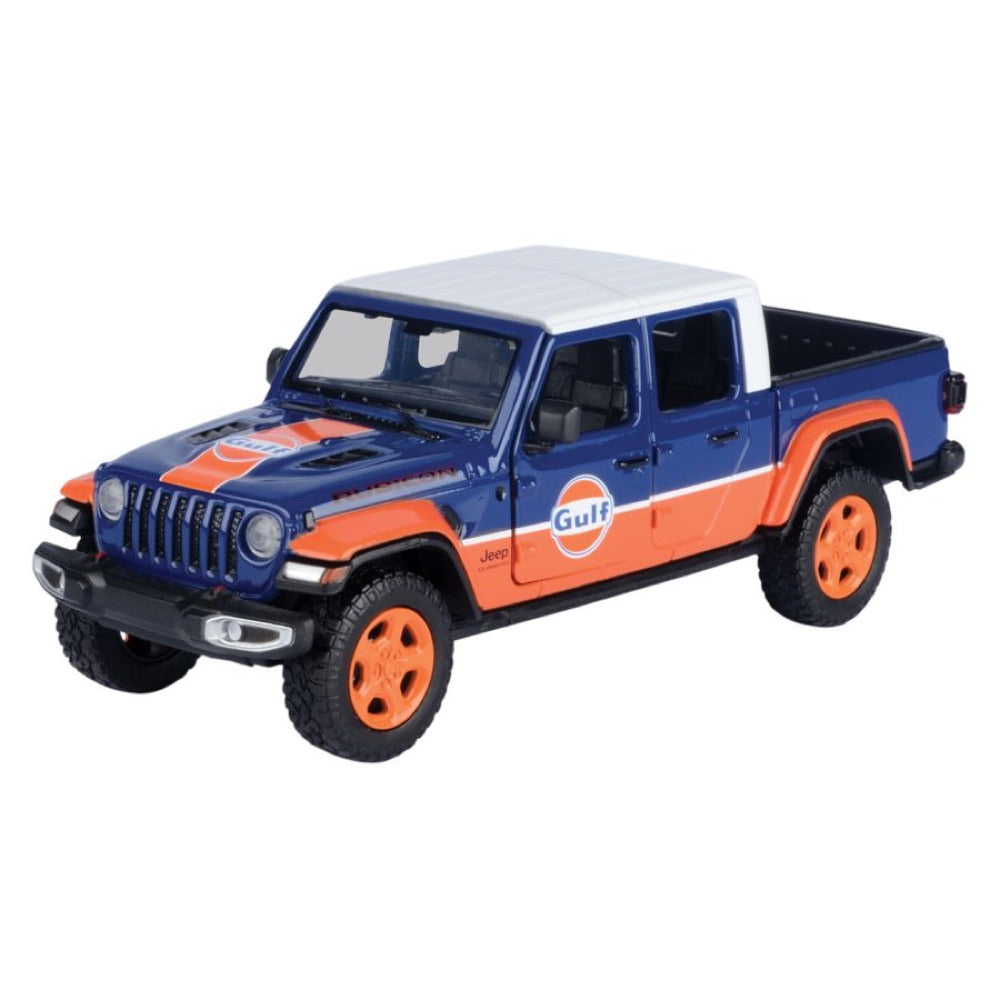 Gulf Collection – 2021 Jeep Gladiator Rubicon With Gulf Livery 1:27 Scale Diecast Vehicle