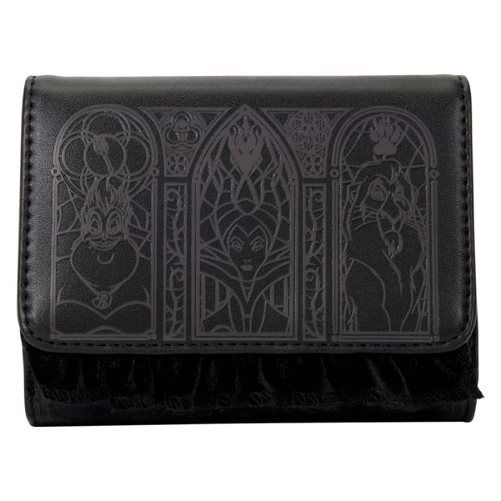 Disney Villains – Black Faux Leather with Velvet Trim Tri-Fold Wallet