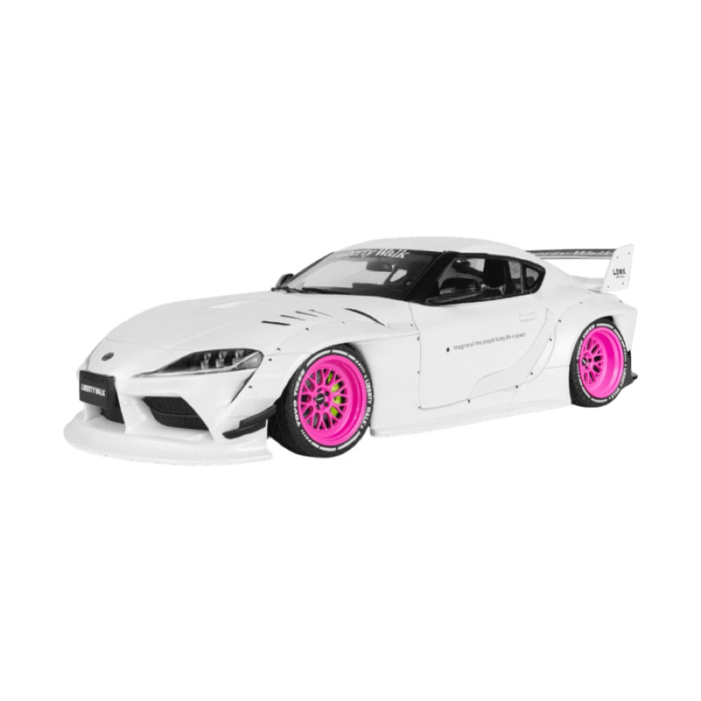 Solido – 1:18 2025 Toyota GR Supra Liberty Walk Body Kit White & Pink Diecast Vehicle