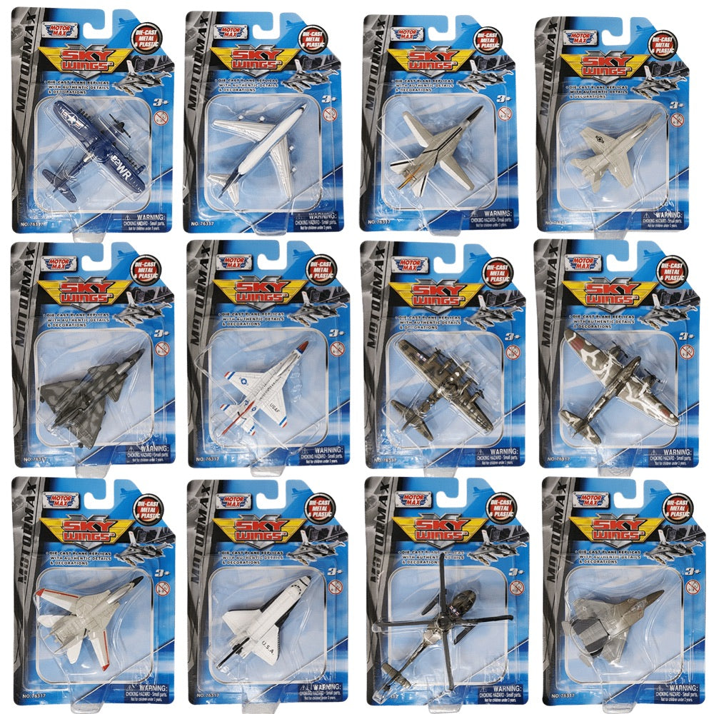 Sky Wings – 3.5″ Aircraft Die-Cast Plane Replica Assortment (24 Count)