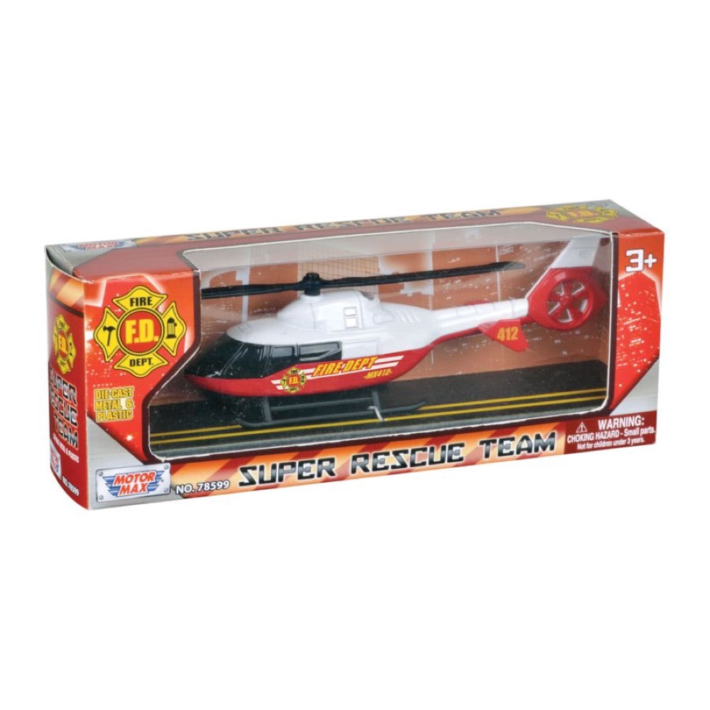 Super Rescue Team – 9.5″ Fire Helicopter Die-Cast Vehicle