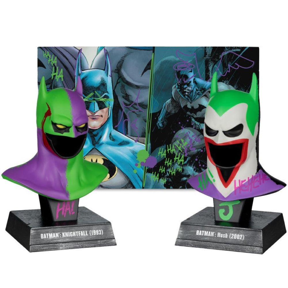 DC Direct – Batman Hush & Batman Knightfall Cowl (Jokerized) 1:3 Scale Cowl Gold Label 2-Pack