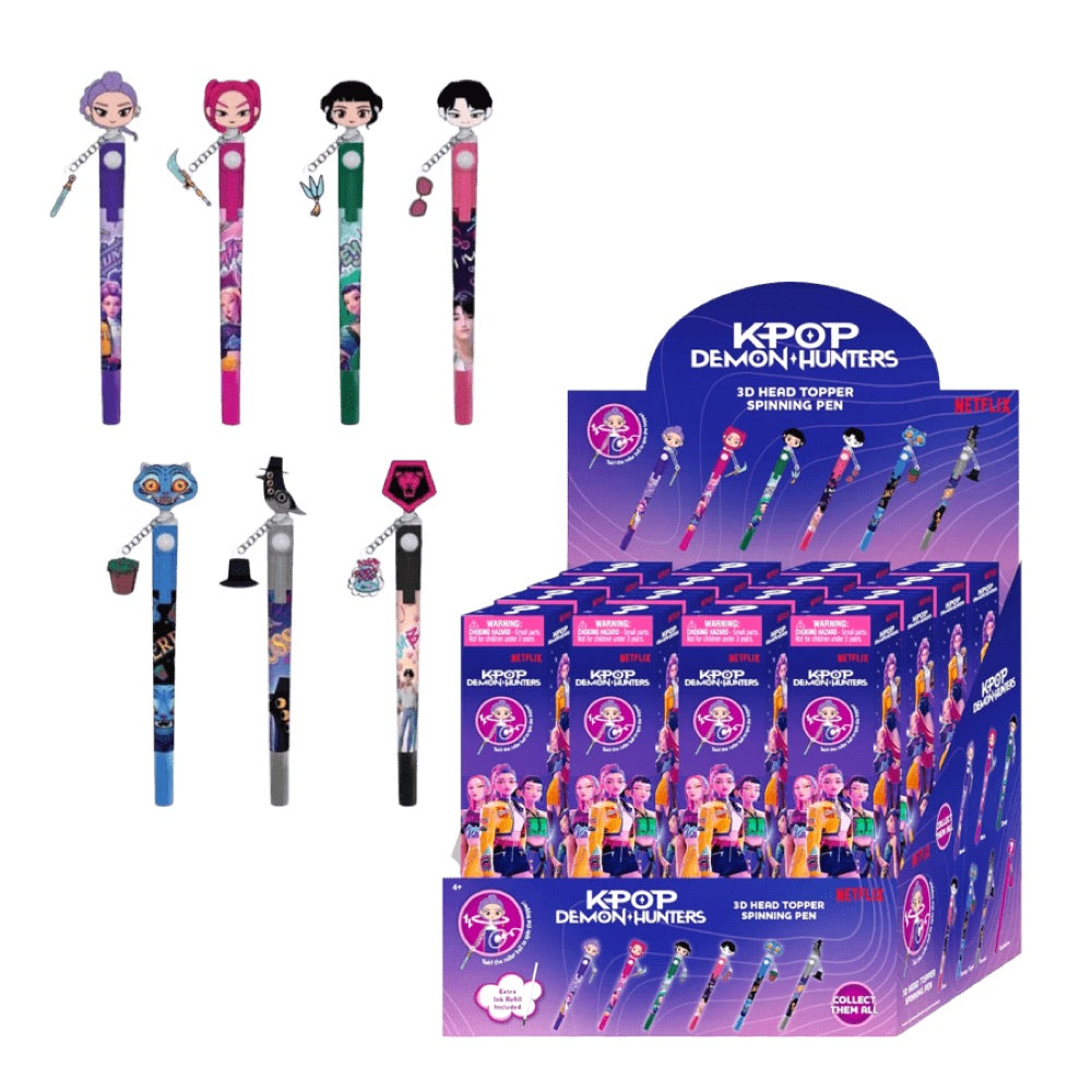 KPop Demon Hunters – 3D Head Topper Spinning Pen Blind Box (Display of 16)