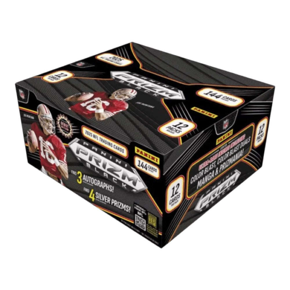 NFL – 2025 Prizm Black Football Hobby Trading Cards (Display of 12)