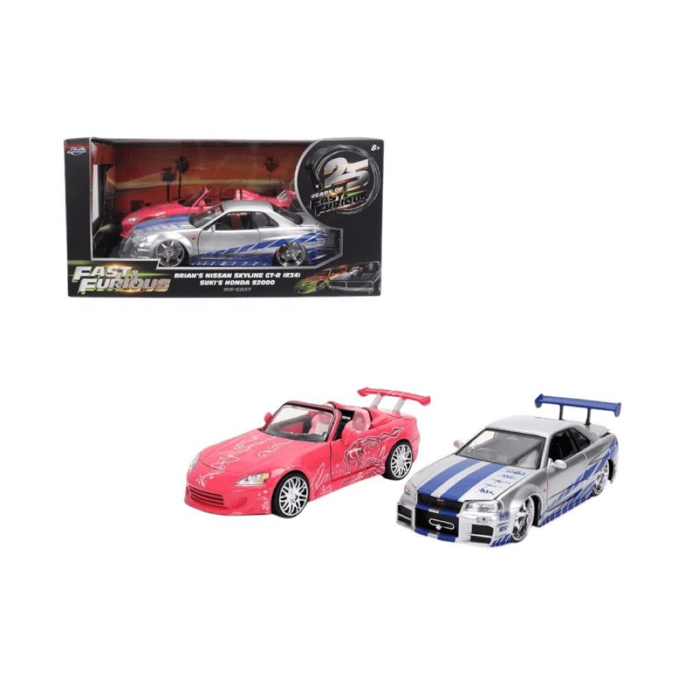 Fast & Furious – 1:24 Brian’s Nissan Skyline GT-R R34 & Suki’s 2001 Honda S2000 2-Pack