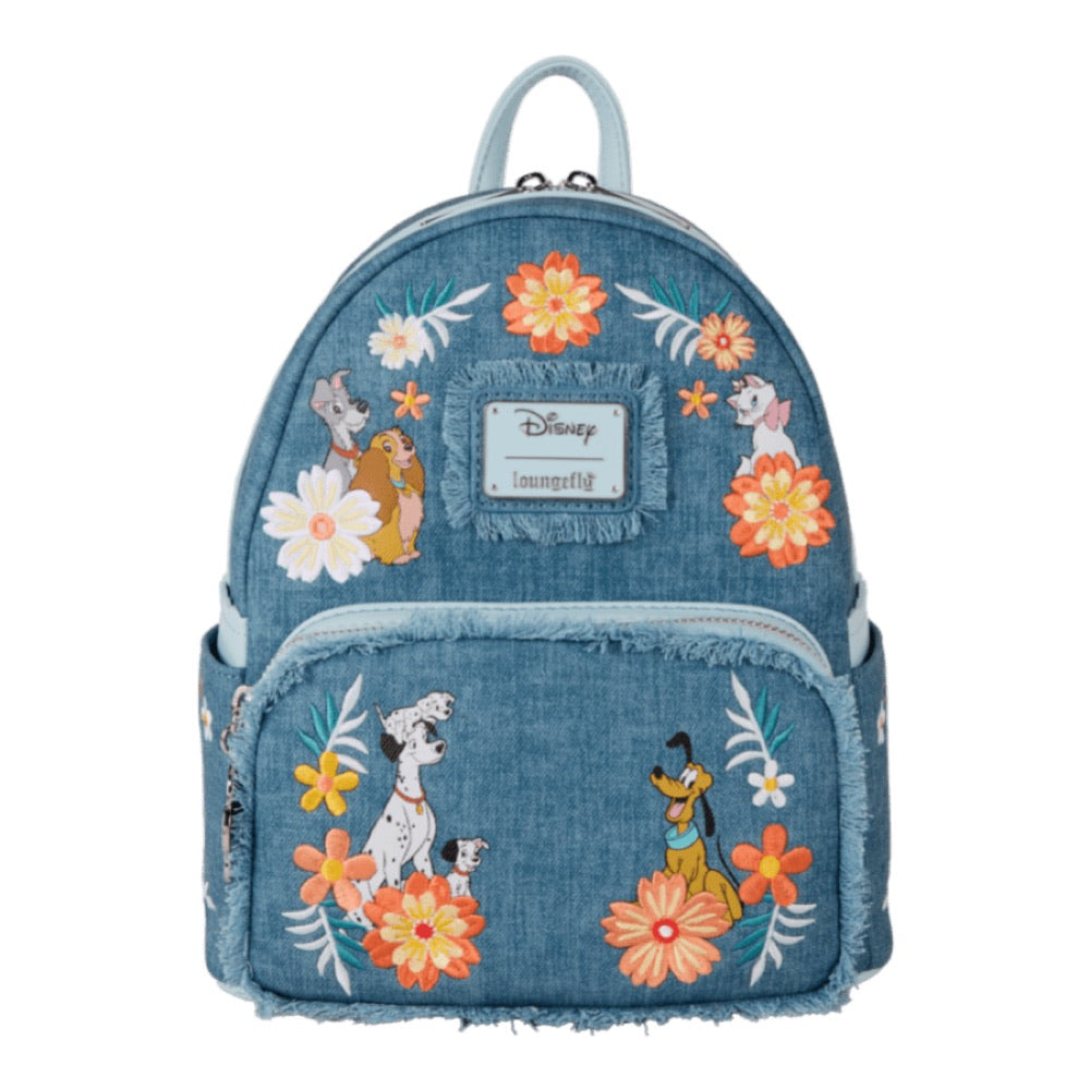 Disney – Dogs & Cats Faux Denim Fringe Mini Backpack