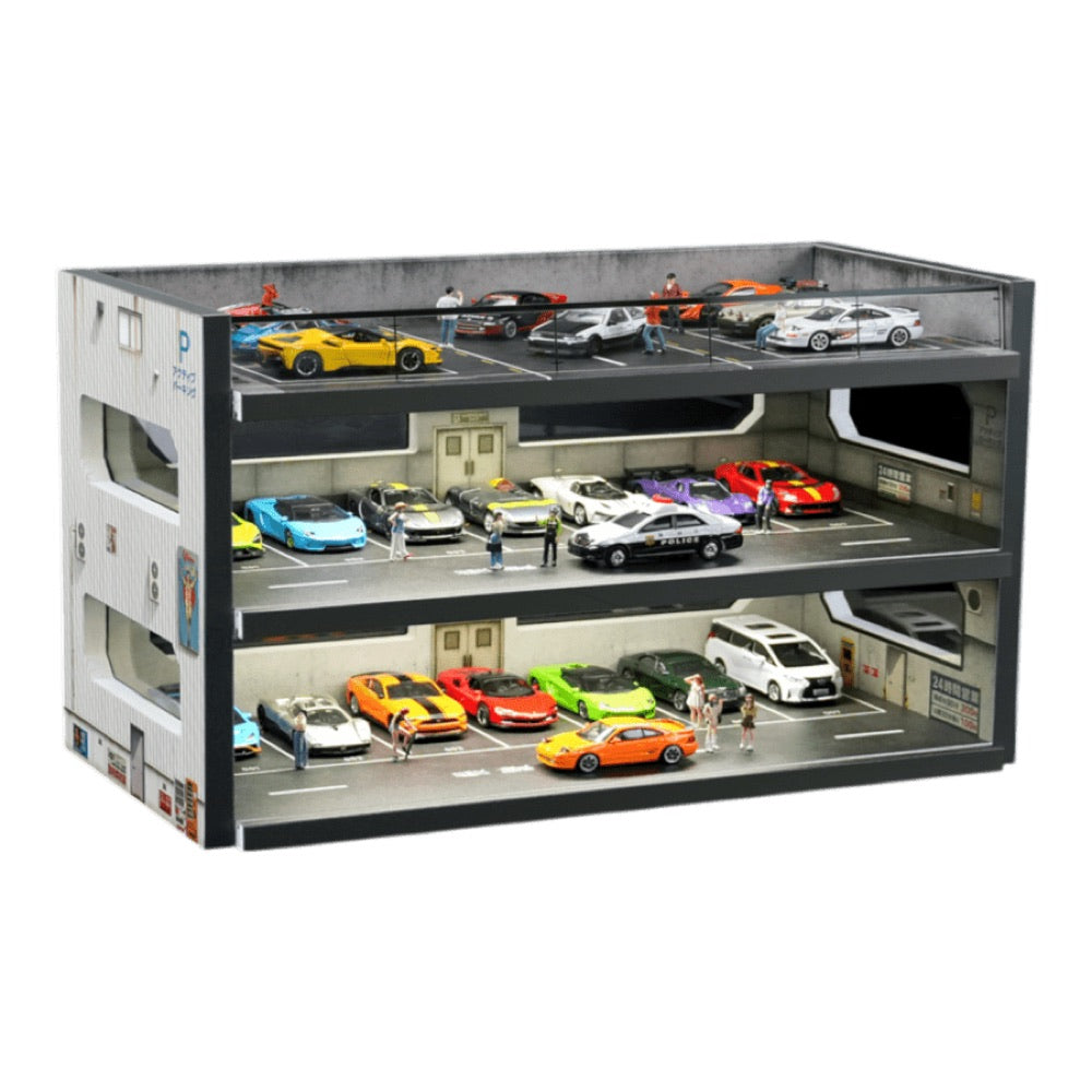 1:64 Diorama – Urban Windowed Multi-Storey Parking Garage Scene