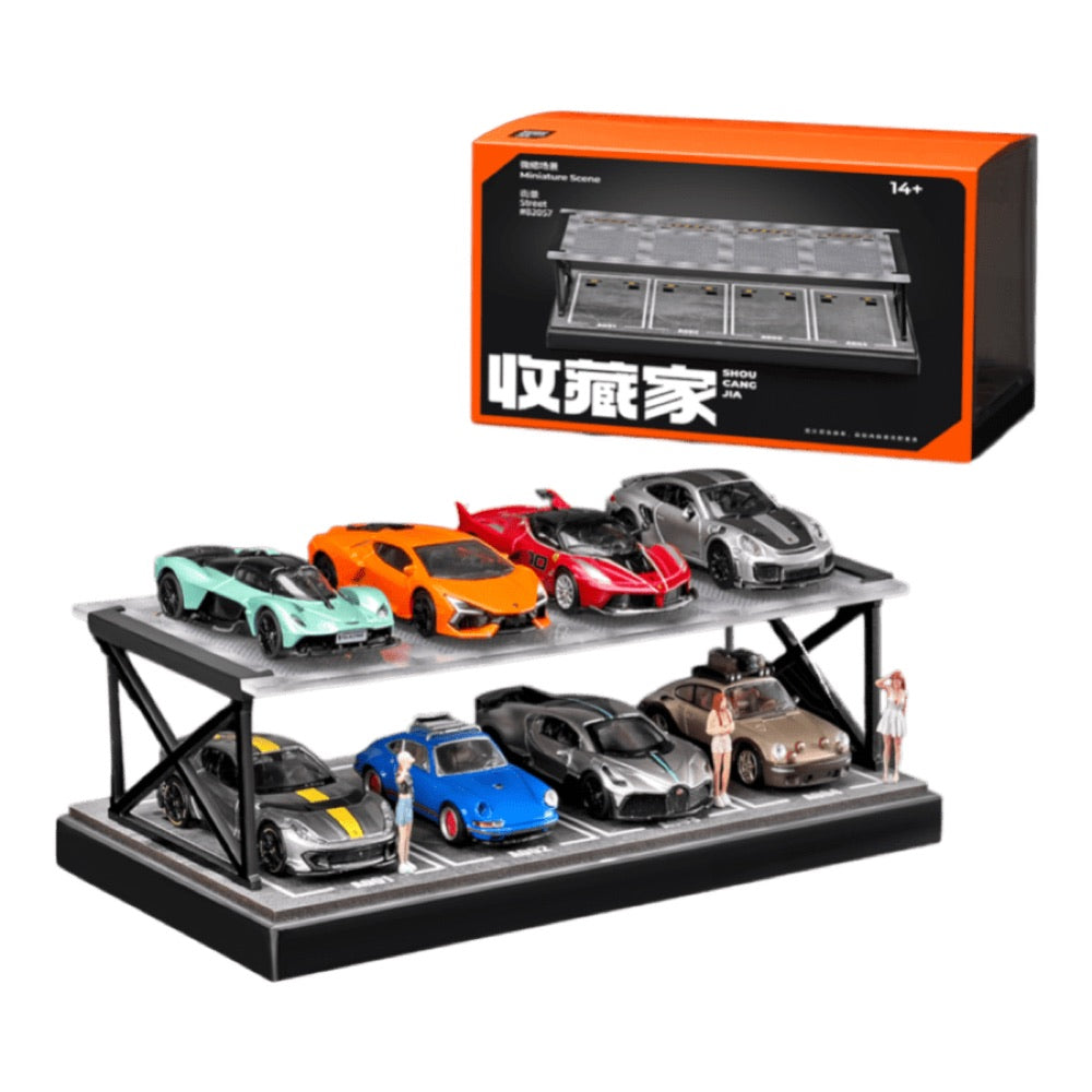 1:64 Diorama – Double Decker Parking Lot Scene