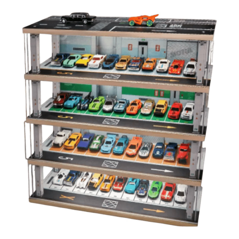 1:64 Diorama – Four Floor Parking Lot A with lights Scene