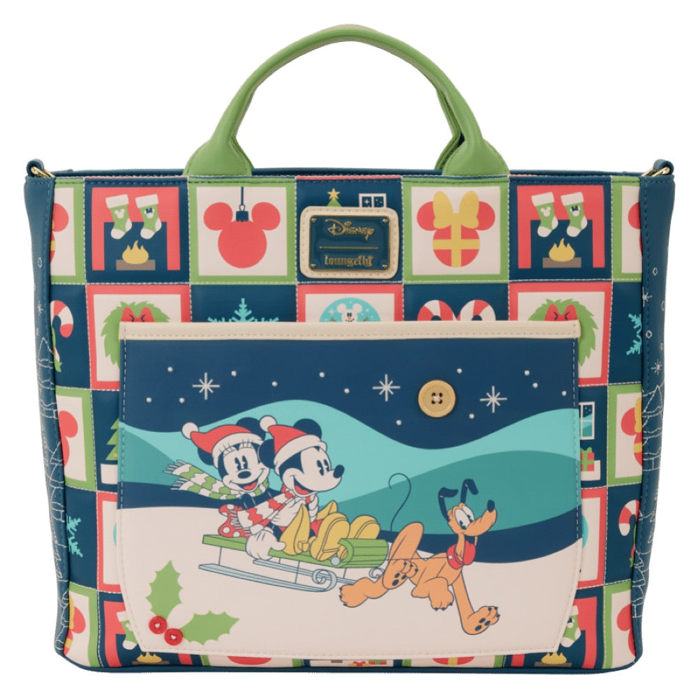 Disney – Mickey & Minnie Holiday Convertible Tote Bag